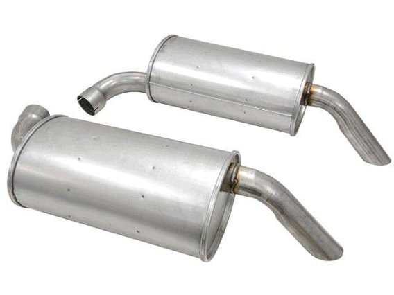 C3 1974 Corvette Pair Aluminized Round Muffler 2 1/2 Inch