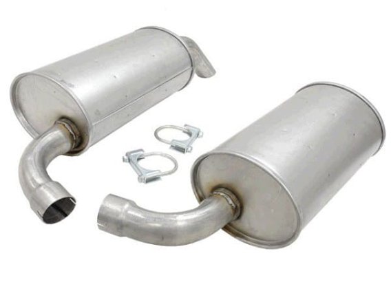 C3 1974 Corvette Pair Aluminized Round Muffler 2 1/2 Inch