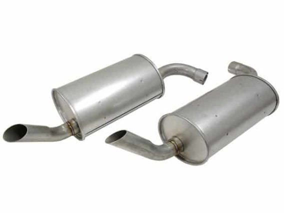 C3 1975-1977 Corvette Pair Aluminized Round Muffler 2 1/4 Inch