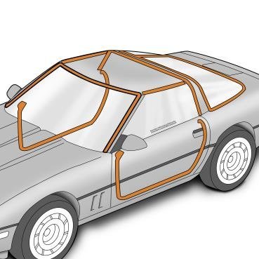 C4 1984-1989 Corvette Coupe 7 Piece Body Weatherstrip Kit