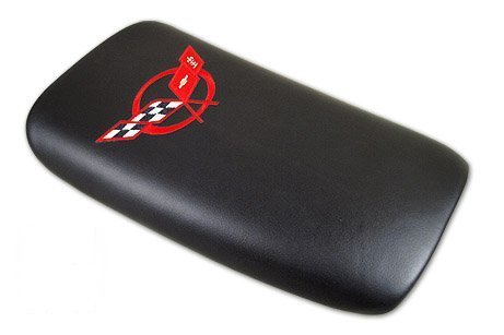 1997-2004 C5 Corvette Embroidered Console Lid Black with Red Logo