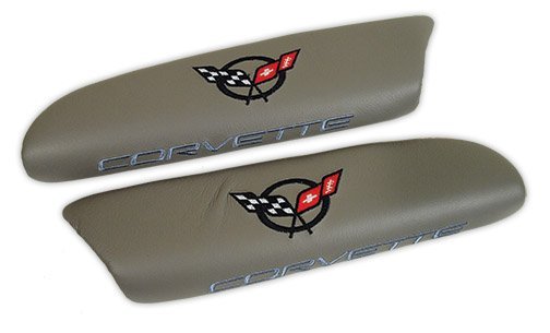 1997-2004 C5 Corvette Leather Armrest Pads With C5 Logo Gray