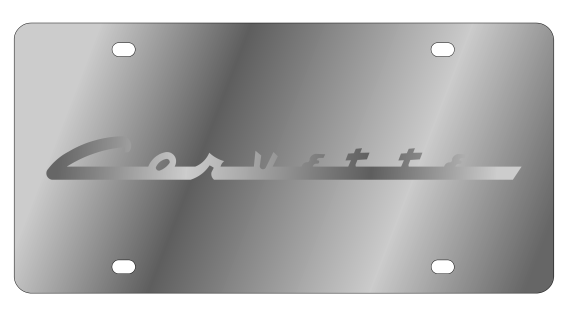 Chevrolet Corvette C1 Script Stainless Steel License Plate by Eurosport Daytona