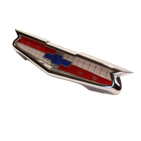 1956-1958 Full-Size Chevrolet Trunk Emblem Assembly, 6-Cylinder, Sold as Each