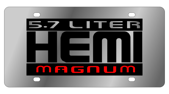 Dodge Magnum Hemi 5.7 Liter Stainless Steel License Plate by Eurosport Daytona
