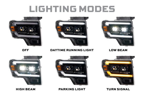 09-14 Ford F-150 Morimoto XB Evo Hybrid Headlights Pair Bi-LED Projectors DOT Compliant