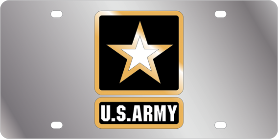 U.S. Army Badge with Star Eurosport Daytona Stainless Steel License Plate