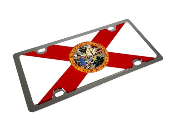 Florida State Flag Stainless Steel License Plate by Eurosport Daytona