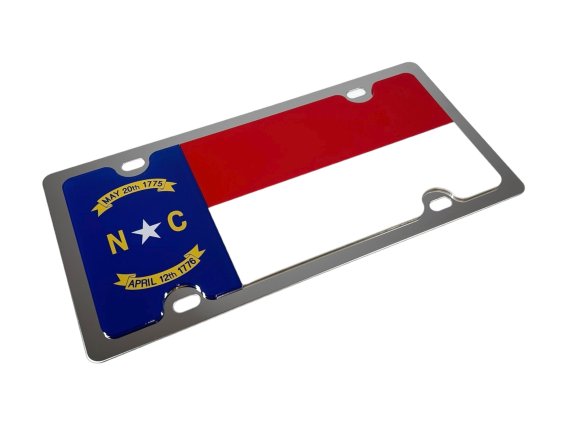 North Carolina State Flag Stainless Steel License Plate Eurosport Daytona