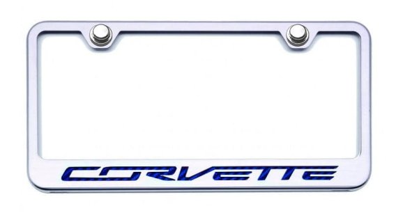 2005-2013 Corvette C6 License Plate Frame Corvette Inlay Lettering - Brushed Stainless, Choose Co...