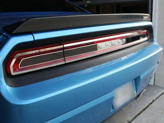 2008-2014 Dodge Challenger Tail Light Smoked Plexi Trim Plate with Polished Trim