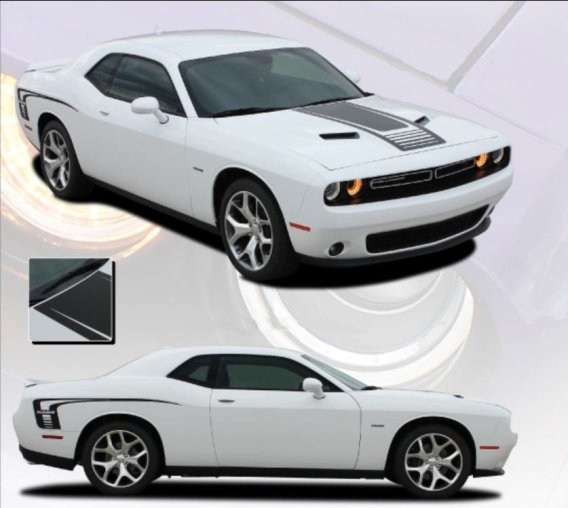 2008-2019 Challenger Cuda Strobe Hood and Side Stripe Kit EE3740 