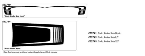 2008-2019 Challenger Cuda Strobe Hood and Side Stripe Kit EE3740 