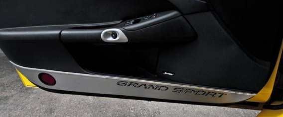 2010-2013 Corvette C6 Door Guards With Grand Sport Inlay 2pc - Brushed Stainless, Choose Color