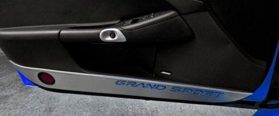 2010-2013 Corvette C6 Door Guards With Grand Sport Inlay 2pc - Brushed Stainless, Choose Color