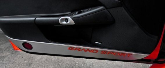 2010-2013 Corvette C6 Door Guards With Grand Sport Inlay 2pc - Brushed Stainless, Choose Color