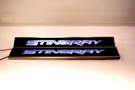 2014-2018 C7 Corvette LED Illuminated Stingray Logo Carbon Fiber Door Sill Plates