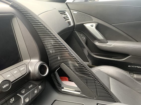 2014-2019 C7 Corvette Carbon Fiber Center Console Grab Handle Overlay