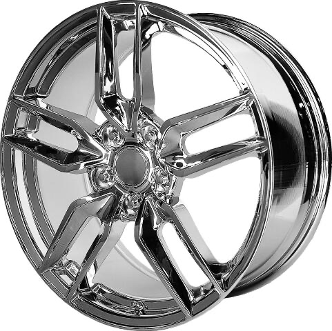 2014-2019 Corvette C7 Performance Replicas Z51 Style Split Spoke Chrome Wheel Rim 20x10" (Rear)