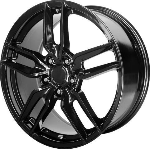 2014-2019 C7 Corvette Z51 Style Split Spoke Gloss Black Wheel Rim 20in x 10in Rear