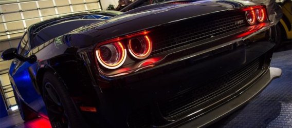 2015-2018 Dodge Challenger Stainless Illuminated Headlight Surround