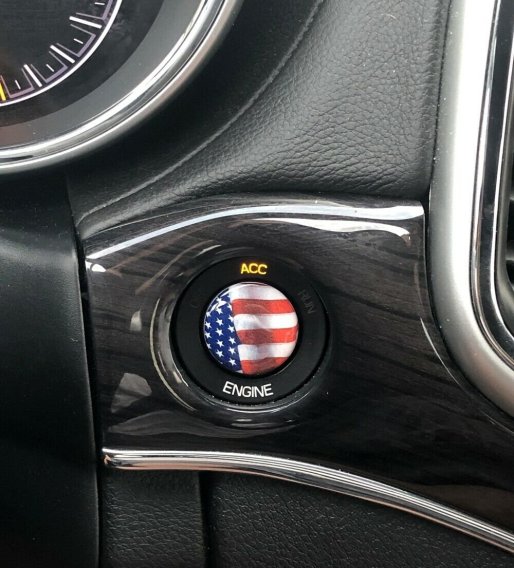 2015-2019 Dodge Challenger American Flag Starter Button Domed Decal