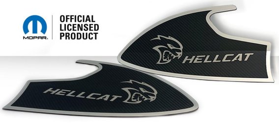 2015-2023 Challenger Dodge Hellcat Demon Stainless Carbon Fiber 2pc Door Badges