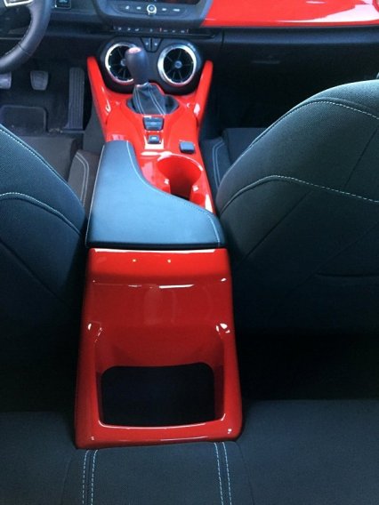 2016-2018 Camaro Custom Painted Center Console Rear Section Shown with Optional Accessories