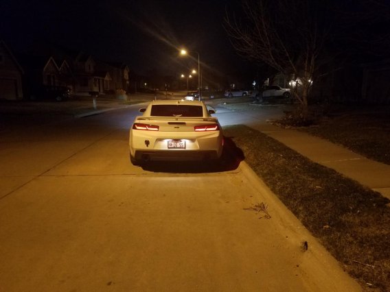 2016-2018 Camaro Molded Taillight Blackout Lens With Running Lights On.