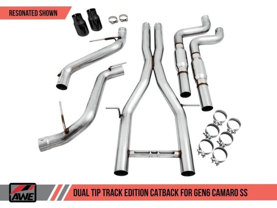 2016-2018 Camaro SS AWE Resonated Track Edition Cat-Back Dual Tips 3015-32100