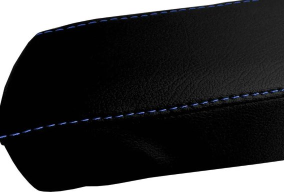 2016-2023 Camaro Console Lid Armrest Cover Leather Blue Stitch