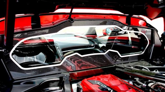 2020-2024 Corvette C8 Coupe Rear Window Carbon Fiber Frame W/ Stainless Steel Trim - Choose Finis...