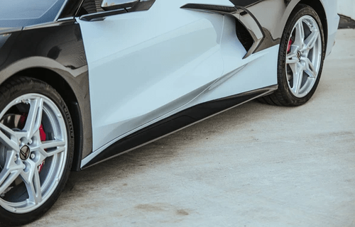 2020-2025 Corvette C8 Dry Carbon Fiber Side Skirt Extensions