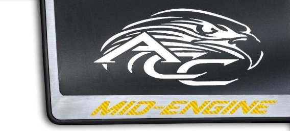2020-2025 Corvette C8 License Plate Frame Mid-Engine Black Base - Brushed Stainless, Choose Color...