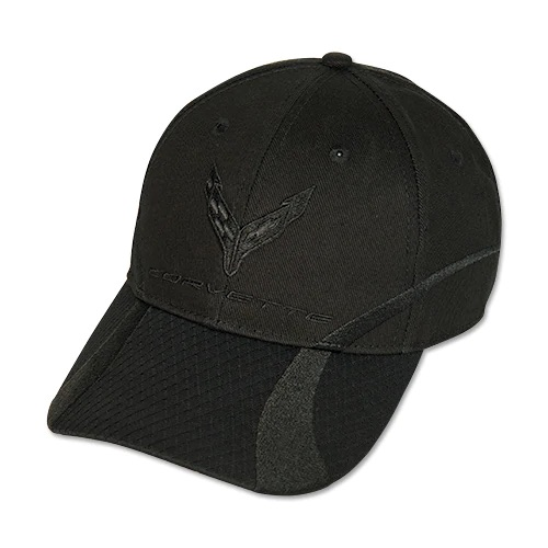 2020-2025 Corvette C8 Ralph White Merchandising Embroidered Tonal Ghost Hat - Black