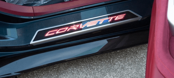 2020-2025 Corvette C8 Replacement Door Sills W/LED Lights and CORVETTE Word