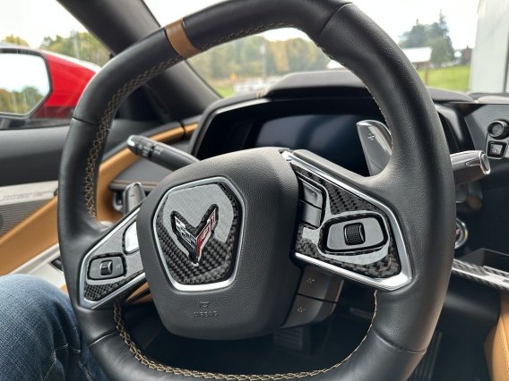 2020-2024 Corvette C8 Carbon Fiber Steering Wheel Outer Controls Overlays