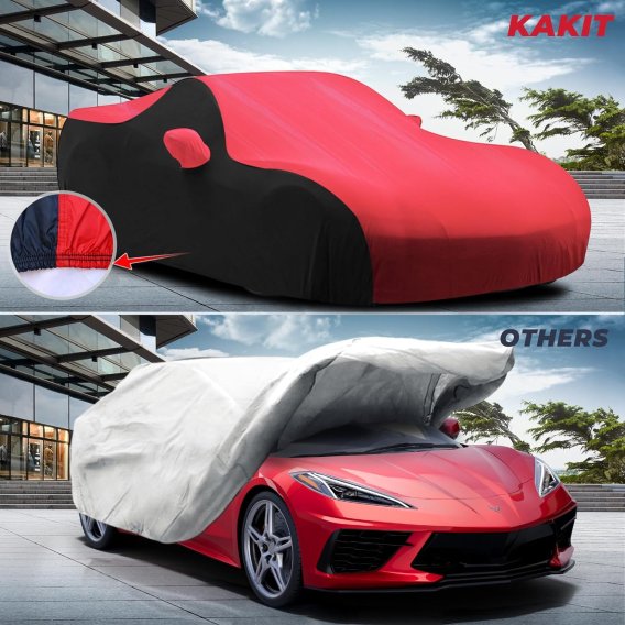 2005-2013 Corvette C6 Heavy Duty Exterior All Weather Waterproof Outdoor Car Cover Red/Black