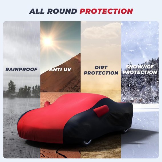 2005-2013 Corvette C6 Heavy Duty Exterior All Weather Waterproof Outdoor Car Cover Red/Black