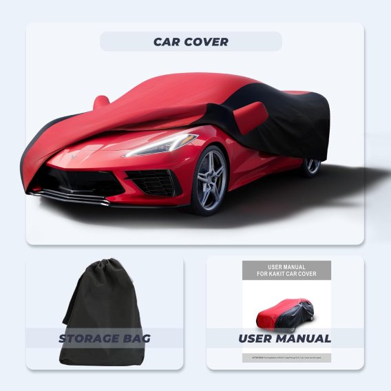 2005-2013 Corvette C6 Heavy Duty Exterior All Weather Waterproof Outdoor Car Cover Red/Black