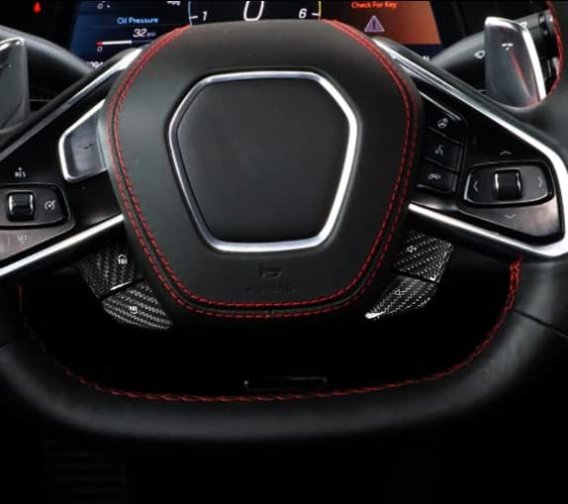 2020-2025 Corvette C8 Real Carbon Fiber Steering Buttons Overlays (4 pcs), 100% Genuine Carbon Fi...
