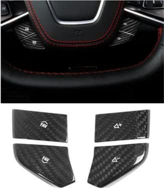 2020-2025 Corvette C8 Real Carbon Fiber Steering Buttons Overlays (4 pcs), 100% Genuine Carbon Fi...