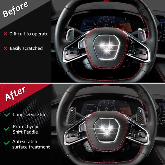 2020-2025 Corvette C8 Z51 Z06 Replacement Paddle Shifter Paddle Extensions Black