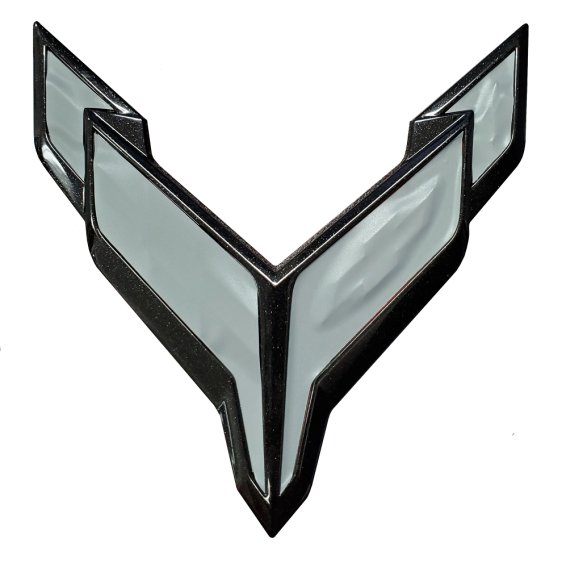 2020-2025 C8 Corvette Front Flag Emblem Full Overlay Set - Gloss Demon Black