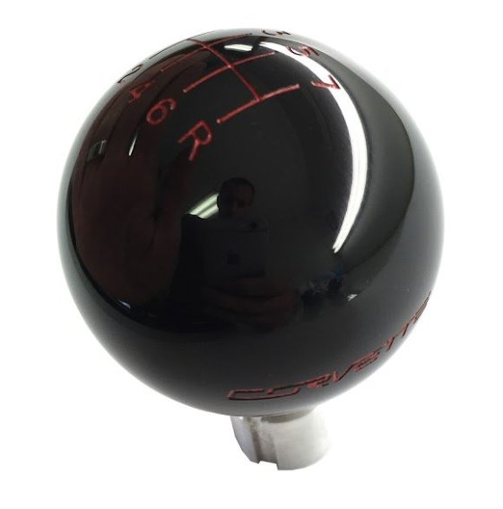 2014-2019 C7 Corvette Black Shift Knob W/Shift Pattern & Side Corvette Script - Red