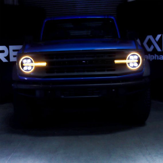 2021-2023 Ford Bronco AlphaRex Nova LED Projector Headlights - Alpha Black