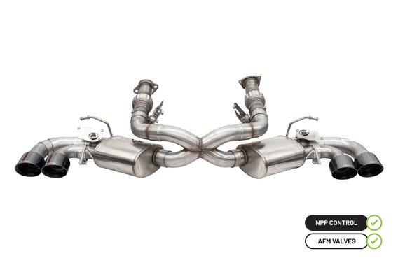 Corsa 2020-24 Corvette C8 3in Valved Cat-Back 4.5in Blk Quad Tips - Fits Factory Perf Exhaust w/ ...