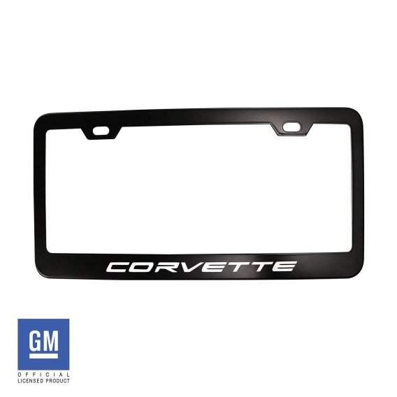 2020-2025 C8 Corvette License Plate Frame Matte Black w/Rapid Blue Script