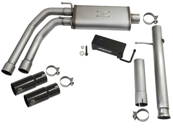 aFe Rebel Series CB 3in Middle Side Exit SS Exht w/ Black Tips 09-16 Chevy Silverado/GMC Sierra 1...