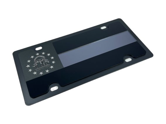 Eurosport Daytona Georgia State Flag Blacked Out Carbon Steel License Plate